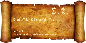 Deák Kleofás névjegykártya